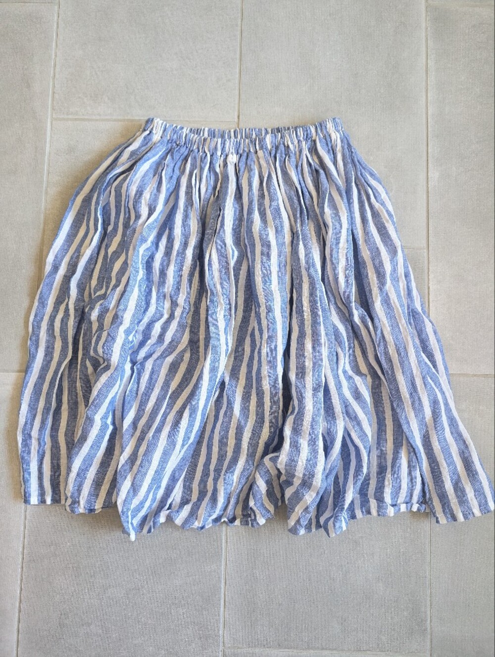 Blue and White Striped A-Line Skirt